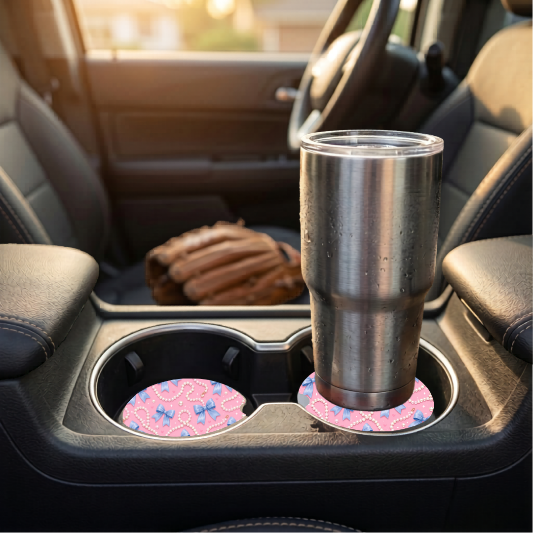 Car Coaster - Blue Bows and Pearls