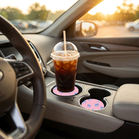Car Coaster - Blue Bows and Pearls