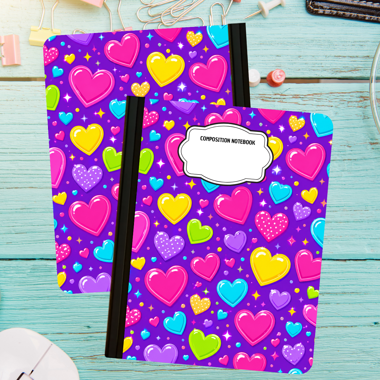 Composition Notebook - Bright Hearts