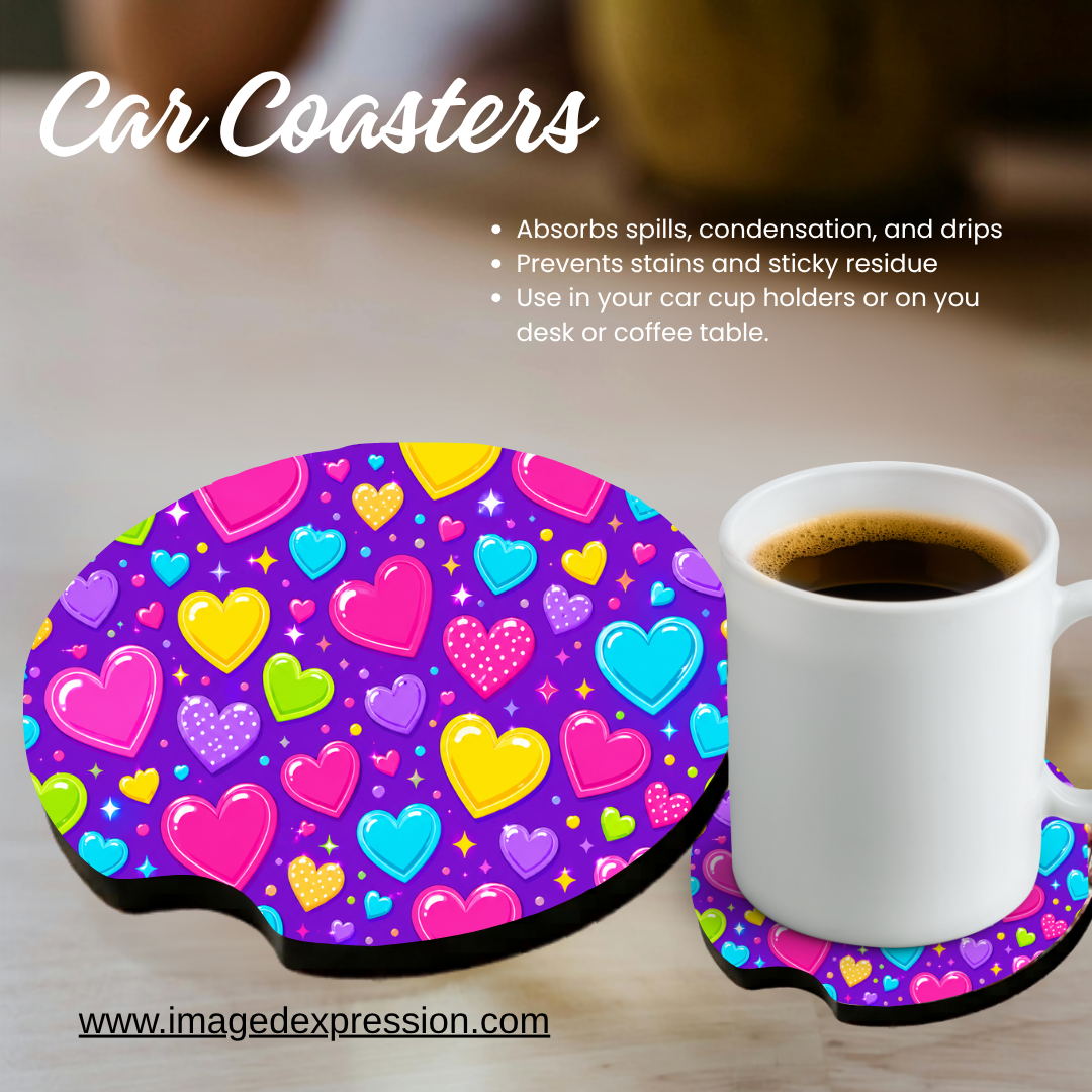Car Coaster - Bright Hearts