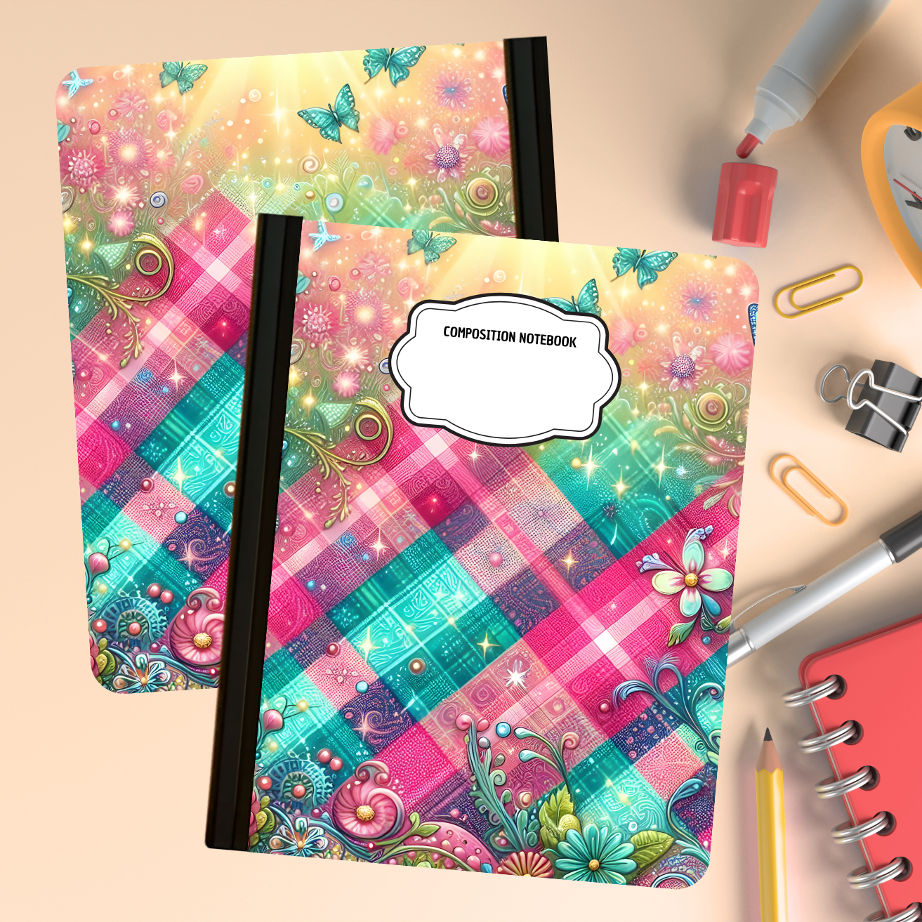 Composition Notebook - Bright Plaid