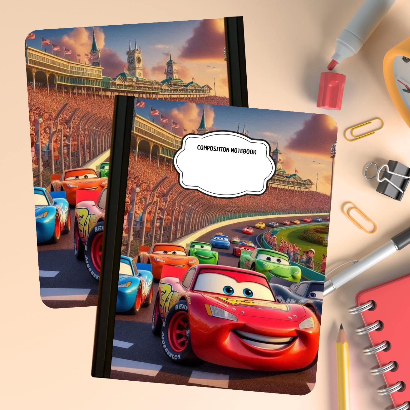 Composition Notebook - Cartoon Race Car