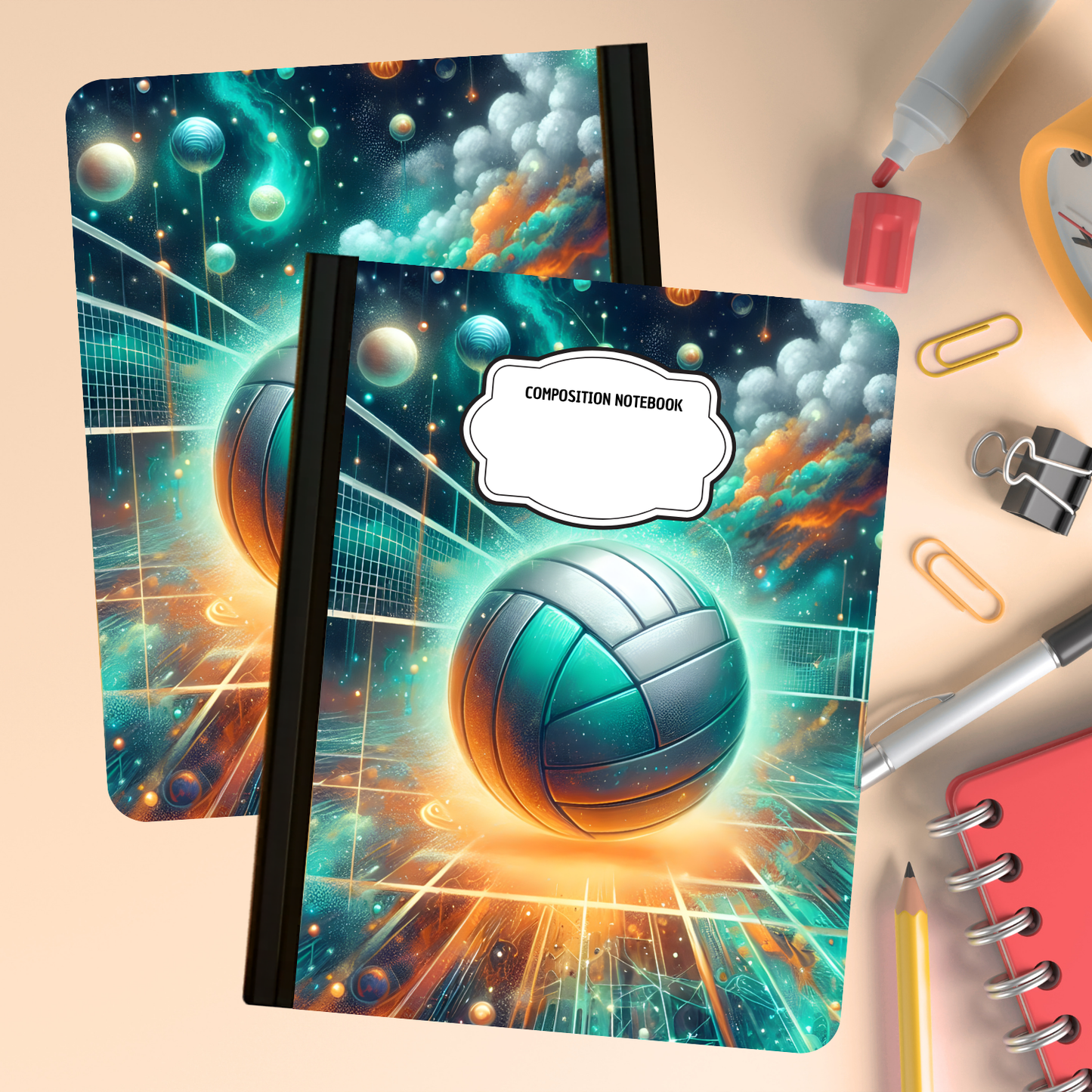 Composition Notebook - Volleyball Galaxy