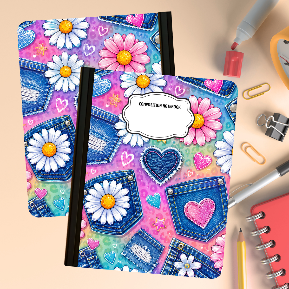 Composition Notebook - Denim and Daisies
