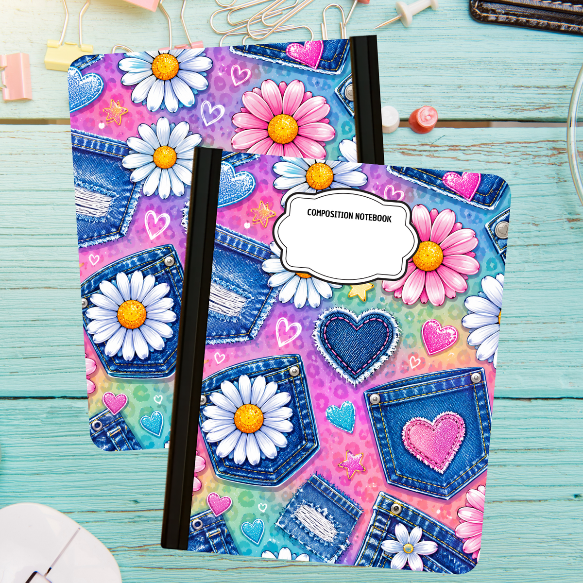 Composition Notebook - Denim and Daisies