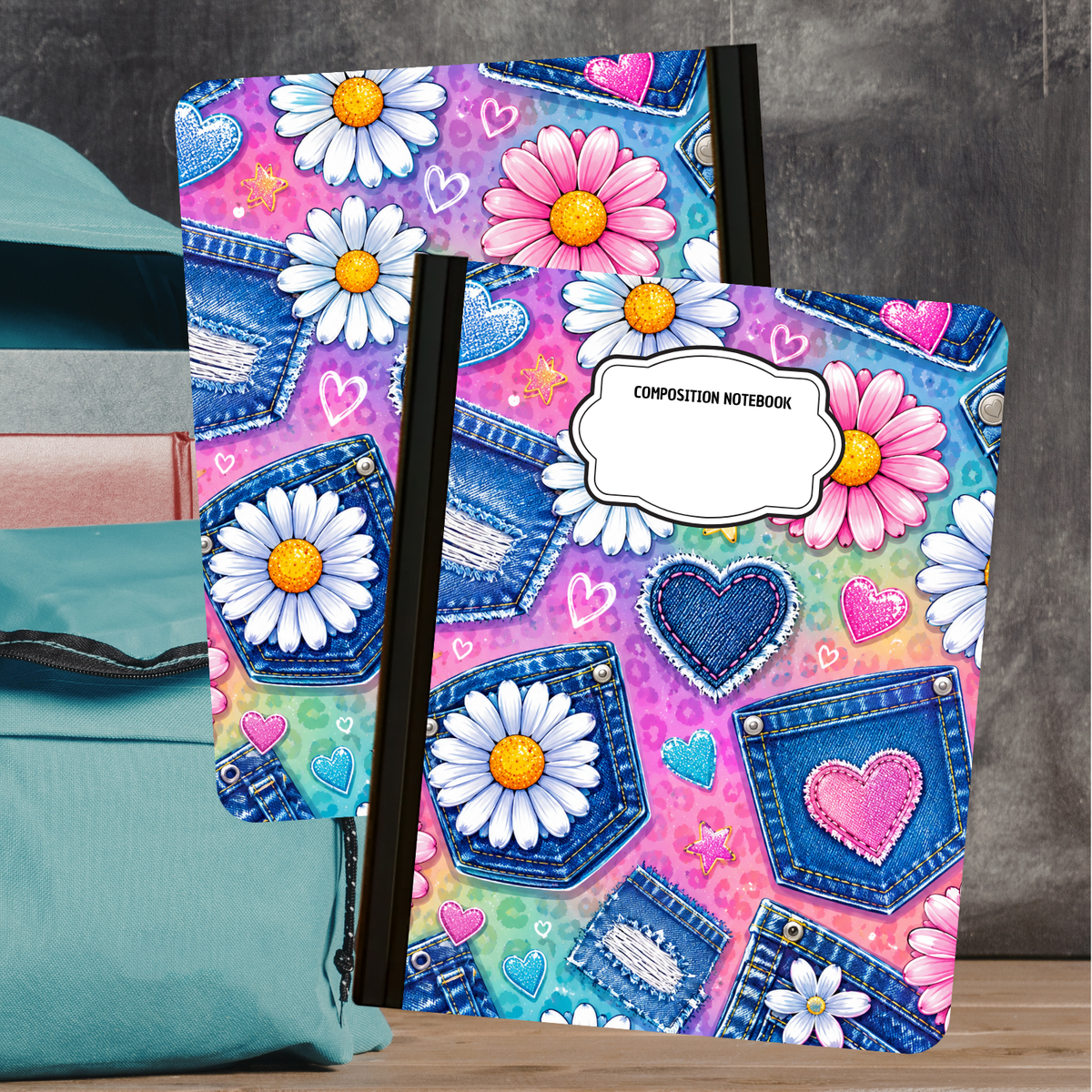 Composition Notebook - Denim and Daisies