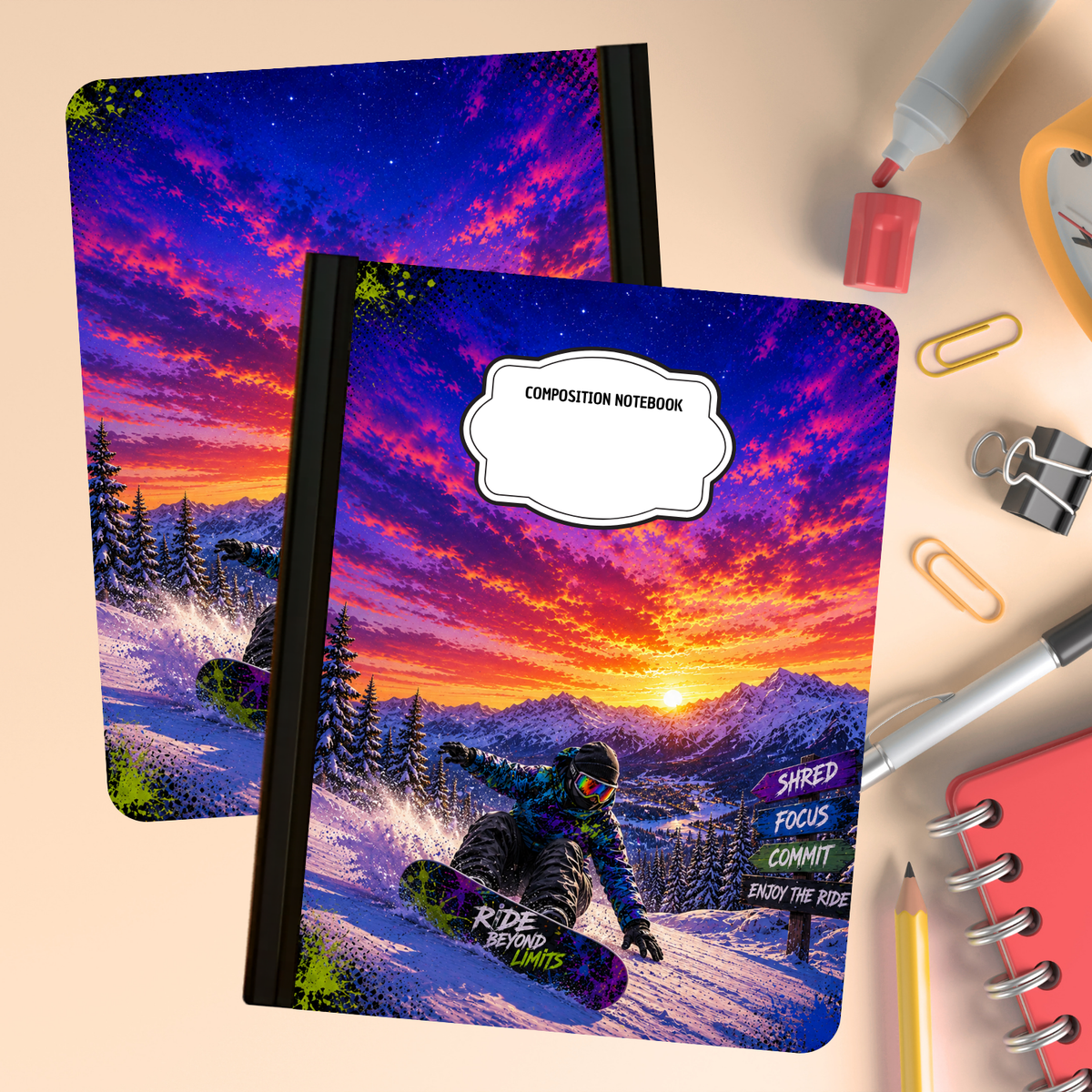 Composition Notebook - Snowboarding