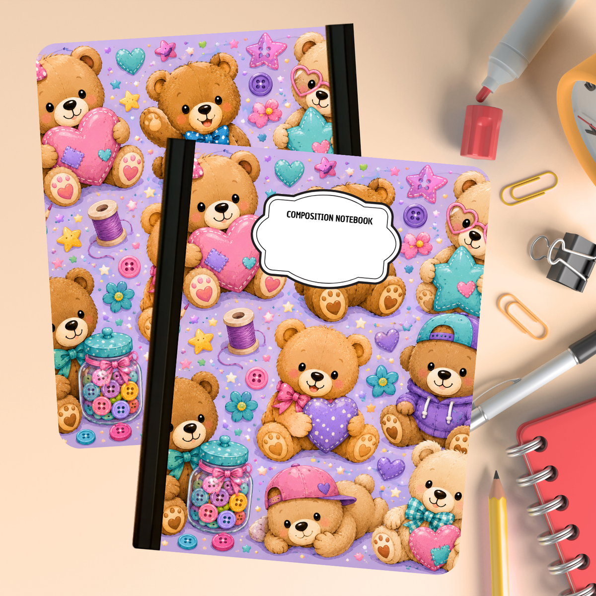 Composition Notebook - Teddy Buttons