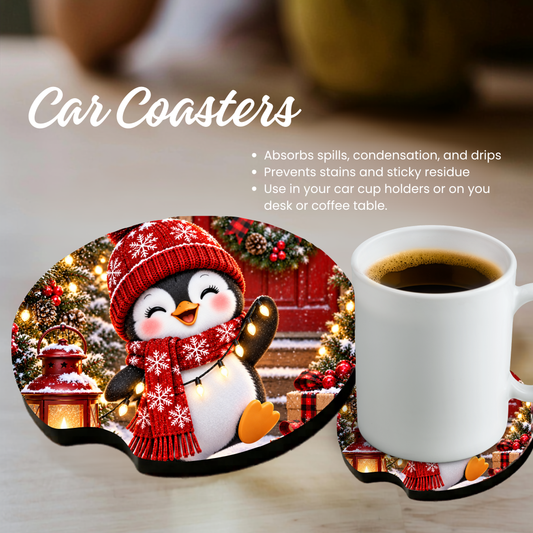 Car Coaster - Christmas Penguin